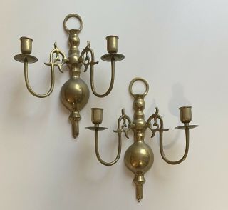 Vintage Antique Traditional Brass Wall Sconces Candle Holders Dual Arm
