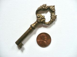 Antique Vintage Brass Hollow Barrel Skeleton Key 2 3/4 " Ornate Design
