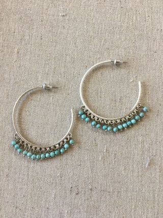 Rare Stella & Dot Turquoise Wanderlust Fringe Hoop Earrings