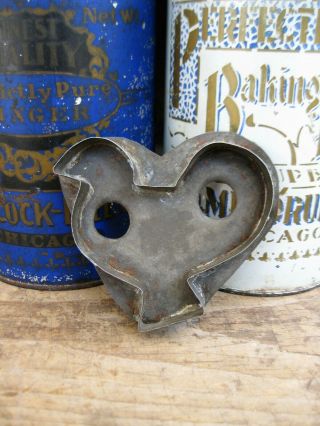 Early Antique Tin Folky Chicken Cookie Cutter W Finger Holds
