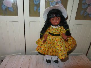 Vintage Virga Doll African American Topsy - 8 " Hard Plastic Strung - Ginny Friend