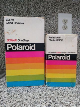 Polaroid Sx - 70 Land Camera & Flash Both Boxes & Manuals Rare