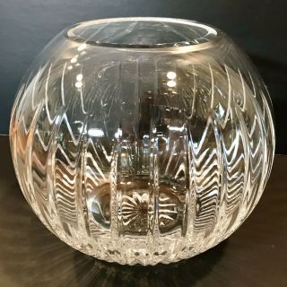 Vintage Birks Lead Cut Crystal Large Rose Bowl Vase Marked