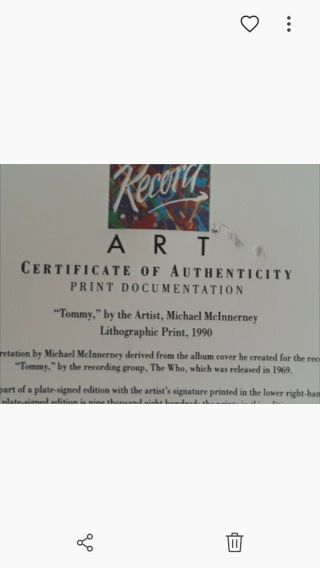 THE WHO TOMMY RARE LITHOGRAPH PRINT S/N RECORD ART POSTER LIMITED 200 MCINNERNY 2