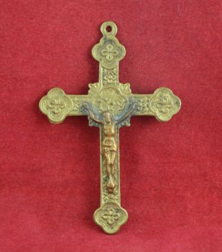 Antique Vintage French Crucifix Catholic Cross " Souvenir De Mission " Rare