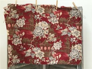 Lovely Antique French Fabric Printed Cotton 19th c.  Stylized Japonisme 2