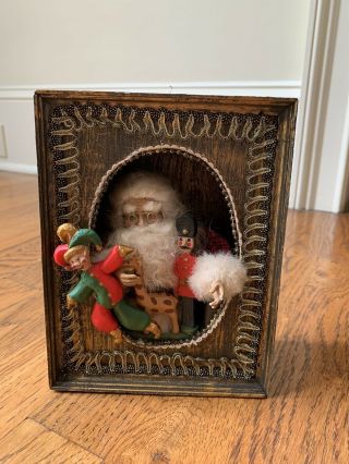 Antique Vintage Wind Up Music Box Christmas Santa Claus Rare