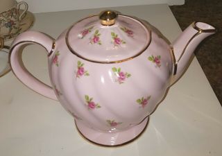 Vintage Sadler Teapot Pink With Roses Made In England 1798