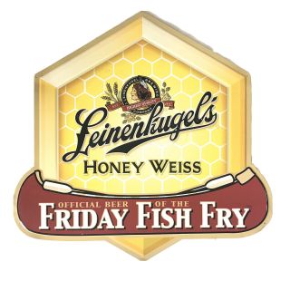 Rare Leinenkugel’s Honey Weiss Friday Fish Fry Tin Bar Beer Sign