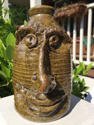 Rare W.  T.  Mclennan Face Jug Hollytree,  Alabama Southern Folk Art Pottery