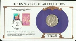 1889 Morgan Silver Dollar U.  S.  Postal Commemorative Stamp Set,  Rare 3c Stamp
