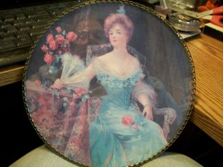 Antique Chimney Flue Cover - Seated Victorian Lady With A Fan