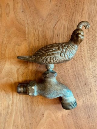 Vintage Brass Quail Bird Spigot Faucet Garden Hose Spout