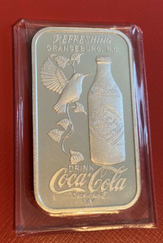 Very Rare 472/1200 Coca - Cola 75th Anniversary Orangeburg,  Sc Silver Bar