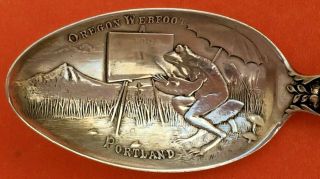 Oregon Webfoot Portland 1905 Lewis & Clark Expo Sterling Silver Souvenir Spoon