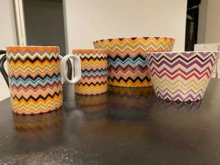 Vintage Missoni By Target Multicolored Chevron Bowls And Mugs