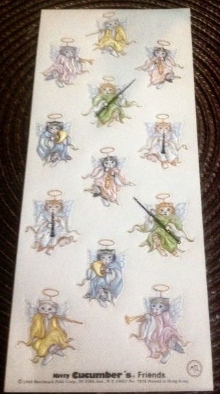 Rare Vintage Kitty Cucumber 1 Sheet Stickers Angels