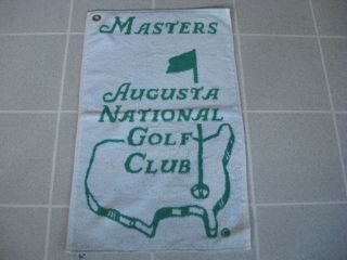 Vintage Masters Augusta National Golf Club Bag Caddy Towel White Green Rare
