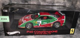 Hot Wheels 1/18 V7427 Ferrari F40 Competizione Le Mans 1995 40 Rare (4143)