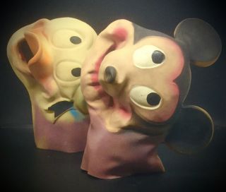 2 UBER RARE GREAT VINTAGE MICKEY MOUSE AND DONALD DUCK RUBBER LATEX PUPPETS GC 2