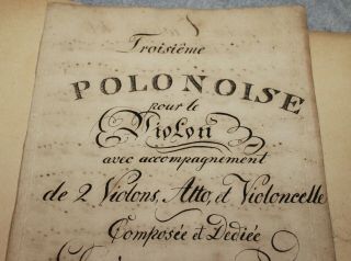 ANTIQUE 1830 RARE HAND WRITTEN SHEET MUSIC POLONAISE FOR VIOLIN JOSEPH MAYSEDER 2