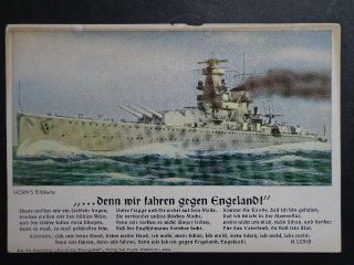 Wwii Nazi Germany Postcard 1940 War Ship Attacking England Rare