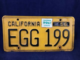 1956 California License Plate Egg 199 Collector Vintage Antique