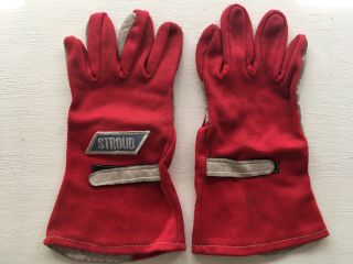 Vintage Rare Stroud Red Leather Racing Driving Gloves Drag Race Nascar Large