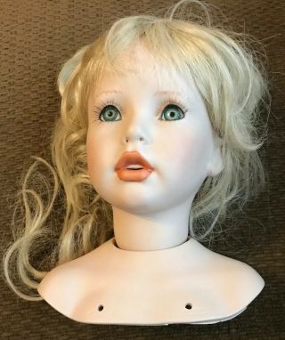VTG Porcelain Swivel Doll Head Large 7.  5” Tall Whitney By Donna RuBert 2