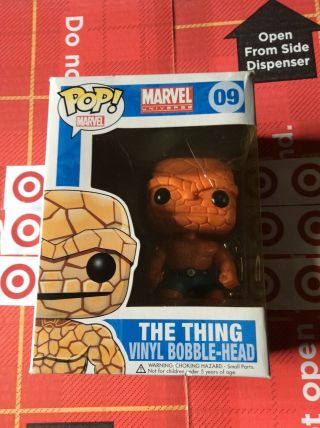 Funko Pop Marvel The Thing 09 Authentic Rare Retired W/ Pop Protector
