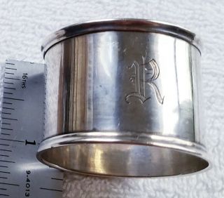 Plain Wallace Sterling Silver Round Napkin Ring Engraved R