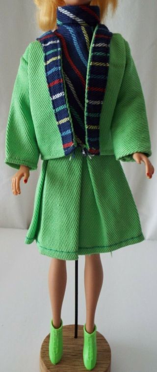 1960’s Mod Barbie Clone Lime Green Outfit Jacket.  Top.  Skirt & Boots - Hong Kong