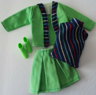 1960’s Mod Barbie Clone Lime Green Outfit Jacket.  Top.  Skirt & Boots - Hong Kong 3