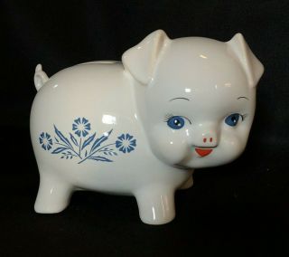 Corning Ware Blue Cornflower Piggy Bank With Red Stopper Rare Vintage
