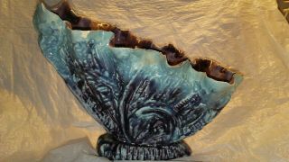Rare Vintage Hedi Schoop Folded Footed Vase Signed Mcm Cal Pottery 50s