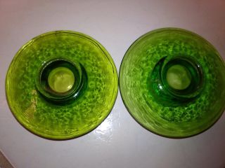 Vintage Green Glass Candlestick Candle Holders