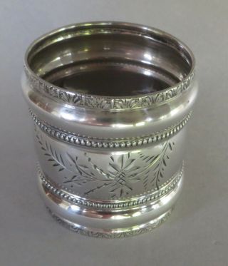 Antique Sterling Silver Napkin Ring Bright Cut Engraving.