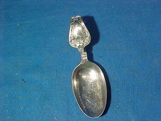 Early 20thc Sterling Silver Baby Spoon W Cow Jumped Over The Moon Design