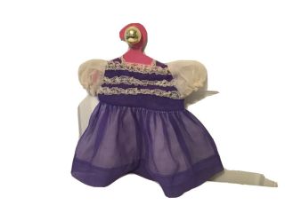 Cute Vintage 1940s / 1950s Purple Nylon Doll Dress For 17” Doll - 18” Doll (p18)