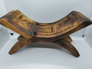 Vintage Carved Wood Folding Headrest Nomadic Tribal Middleeastern ? N African ?