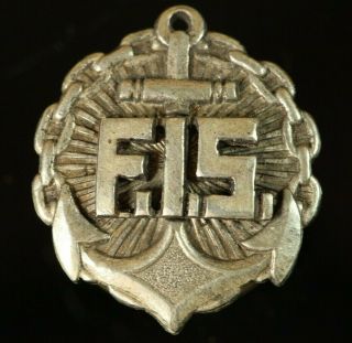 Rare Latvia 1930 - S Fis Fleet Instructor School Silver Chest Badge 800