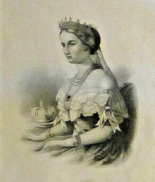 French Empress Eugenie,  Wife Of Napoleon Iii,  Vintage 1866 Antique Art Print
