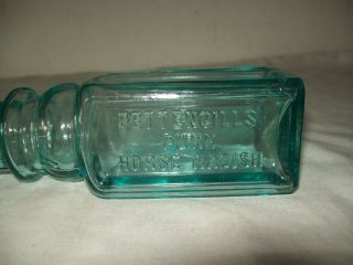 Antique Pettengills Pure Horse Radish Aqua Blown Glass Bottle