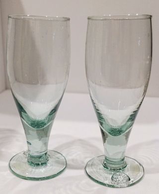 Vintage Rare Perrier Set Of 2 Hand Blown Pressed Glass Water/wine Goblets France