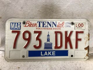 2000 Tennessee License Plate (rare Lake County)