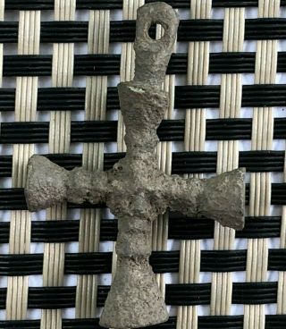 Ancient Byzantine Medieval Bronze Cross 800 - 1200 Ad.