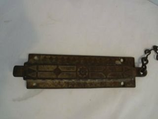 Antique Art Deco Eastlake Cast Iron Spring Door Hardware Latch W/pull Chain