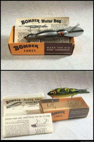 2 - Vintage Bomber Fishing Lures Pre - Upc Water Dog And Bomber Never Fished