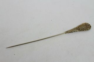 Vintage Ornate Gold Tone Metal Hat Hair Pin Rare Old Jewelry Collectable Anitque