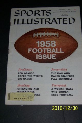 1958 Sports Illustrated Ncaa Football Preview Alabama Crimson Tide Dave Sington